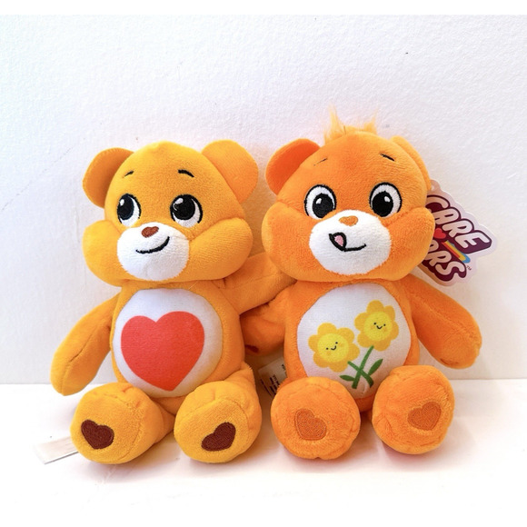 Care Bears Plush 8" Lot of 2 Tender Heart, Fun Yellow Flower Collectible Plush - Picture 1 of 12